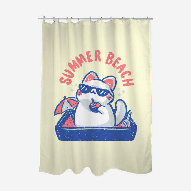Funny Summer Beach Cat-None-Polyester-Shower Curtain-xMorfina