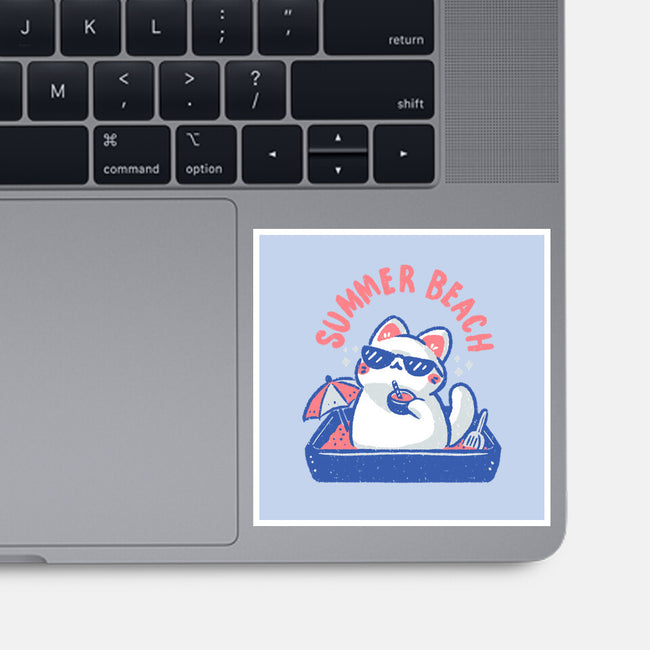 Funny Summer Beach Cat-None-Glossy-Sticker-xMorfina