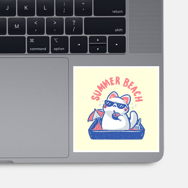 Funny Summer Beach Cat-None-Glossy-Sticker-xMorfina
