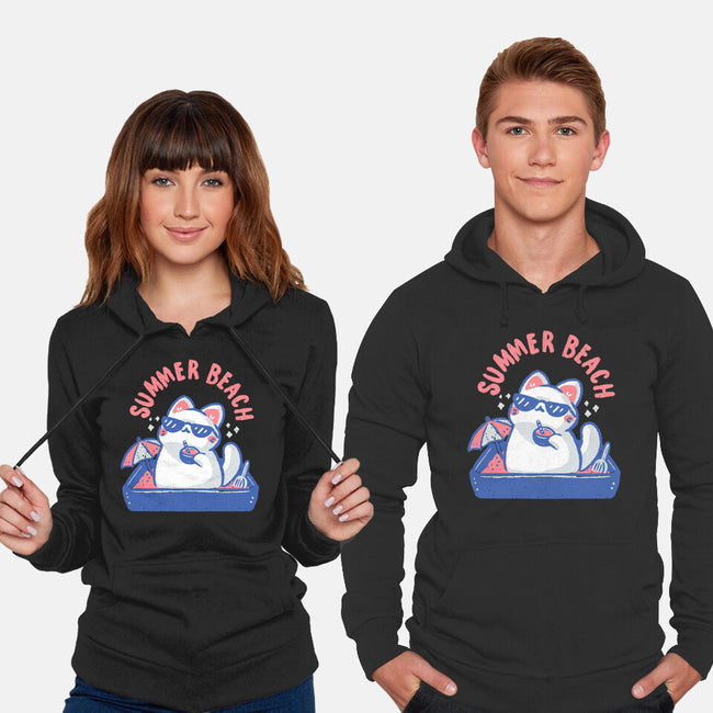 Funny Summer Beach Cat-Unisex-Pullover-Sweatshirt-xMorfina