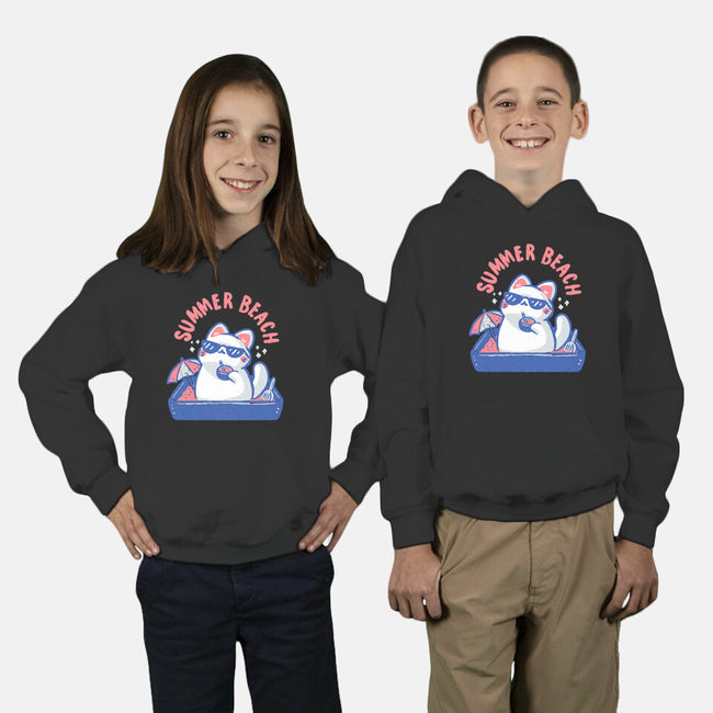 Funny Summer Beach Cat-Youth-Pullover-Sweatshirt-xMorfina