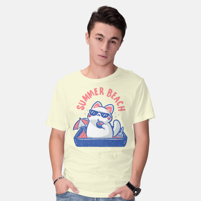Funny Summer Beach Cat-Mens-Basic-Tee-xMorfina
