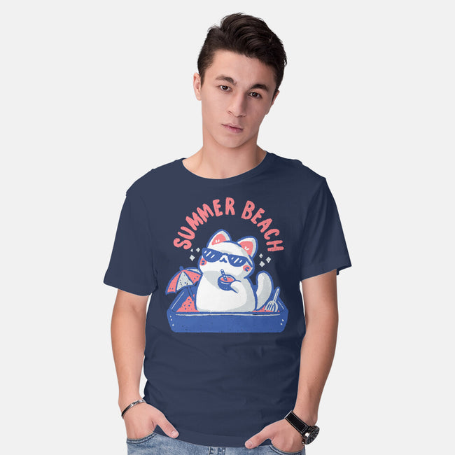Funny Summer Beach Cat-Mens-Basic-Tee-xMorfina
