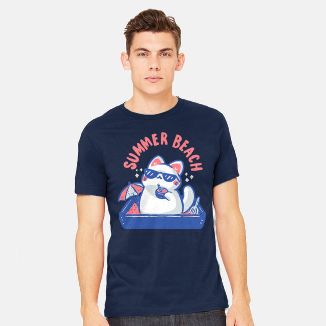 Funny Summer Beach Cat-Mens-Heavyweight-Tee-xMorfina