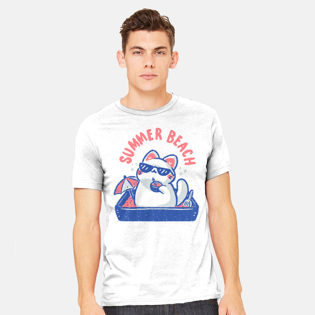 Funny Summer Beach Cat-Mens-Heavyweight-Tee-xMorfina