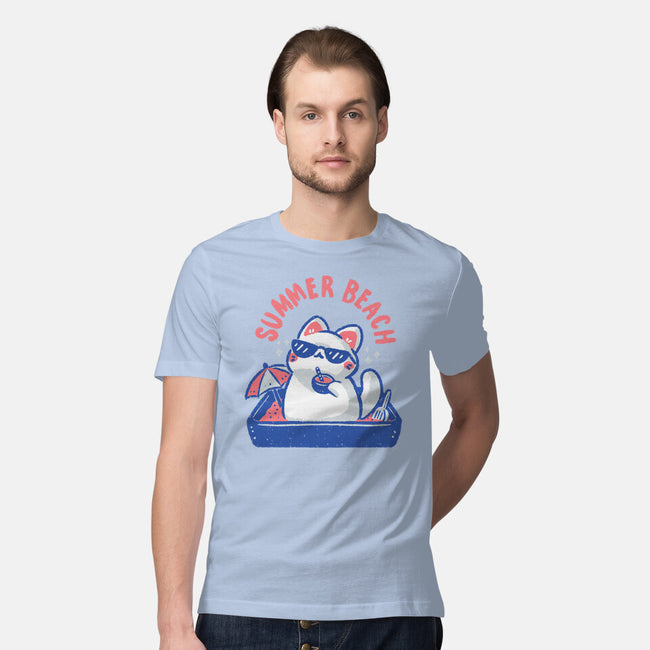 Funny Summer Beach Cat-Mens-Premium-Tee-xMorfina