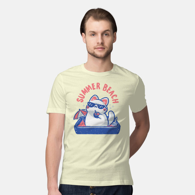 Funny Summer Beach Cat-Mens-Premium-Tee-xMorfina