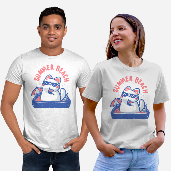 Funny Summer Beach Cat-Unisex-Basic-Tee-xMorfina