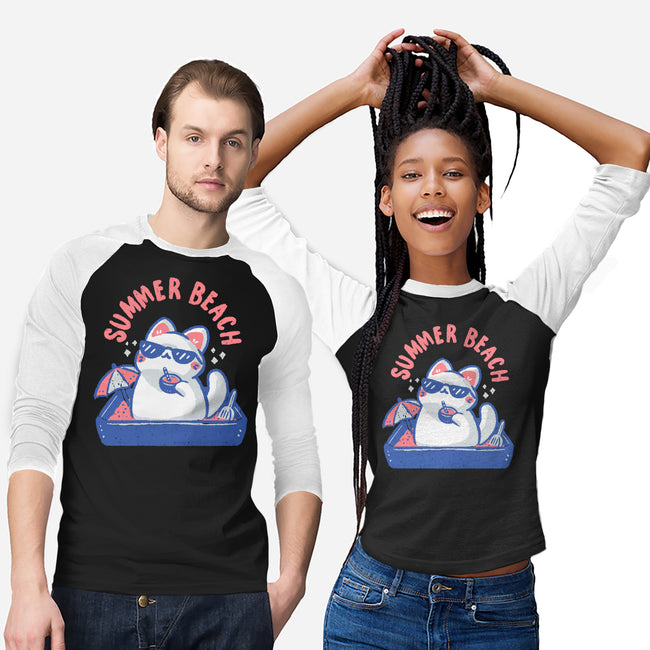 Funny Summer Beach Cat-Unisex-Baseball-Tee-xMorfina