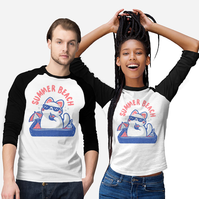 Funny Summer Beach Cat-Unisex-Baseball-Tee-xMorfina