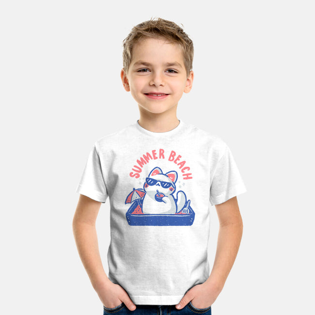 Funny Summer Beach Cat-Youth-Basic-Tee-xMorfina