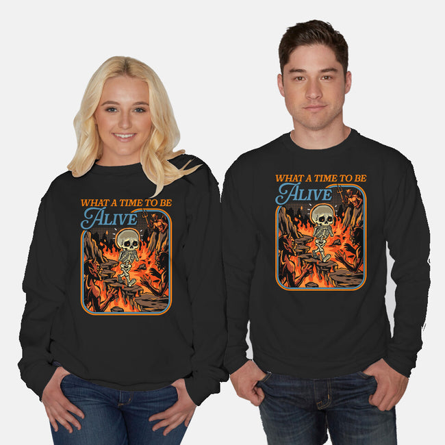 What A Time To Be Alive Horror-Unisex-Crew Neck-Sweatshirt-GoshWow