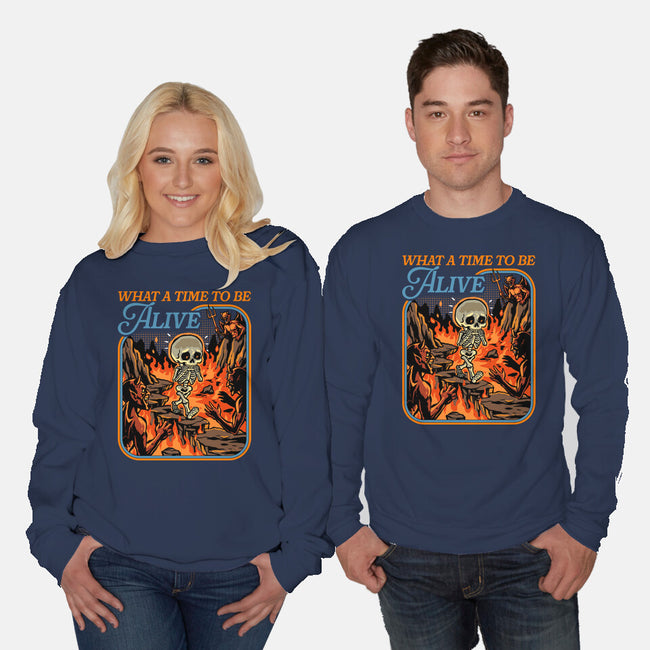 What A Time To Be Alive Horror-Unisex-Crew Neck-Sweatshirt-GoshWow