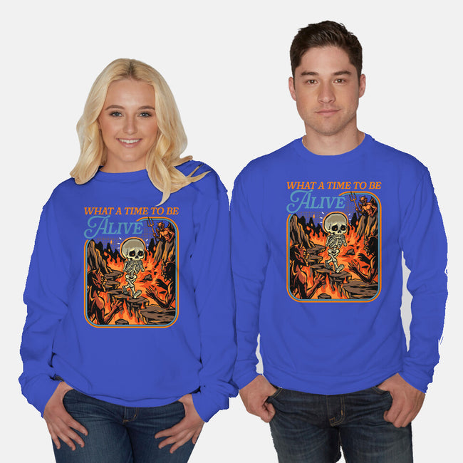 What A Time To Be Alive Horror-Unisex-Crew Neck-Sweatshirt-GoshWow