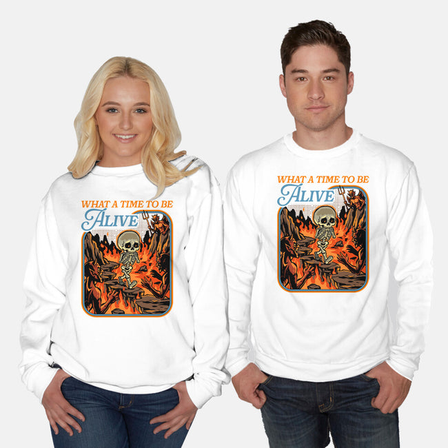 What A Time To Be Alive Horror-Unisex-Crew Neck-Sweatshirt-GoshWow
