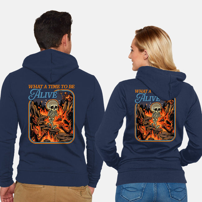 What A Time To Be Alive Horror-Unisex-Zip-Up-Sweatshirt-GoshWow