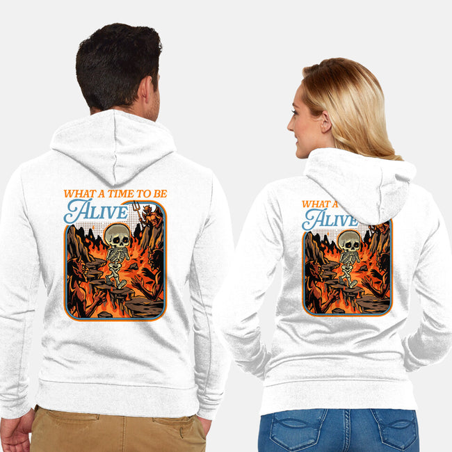 What A Time To Be Alive Horror-Unisex-Zip-Up-Sweatshirt-GoshWow