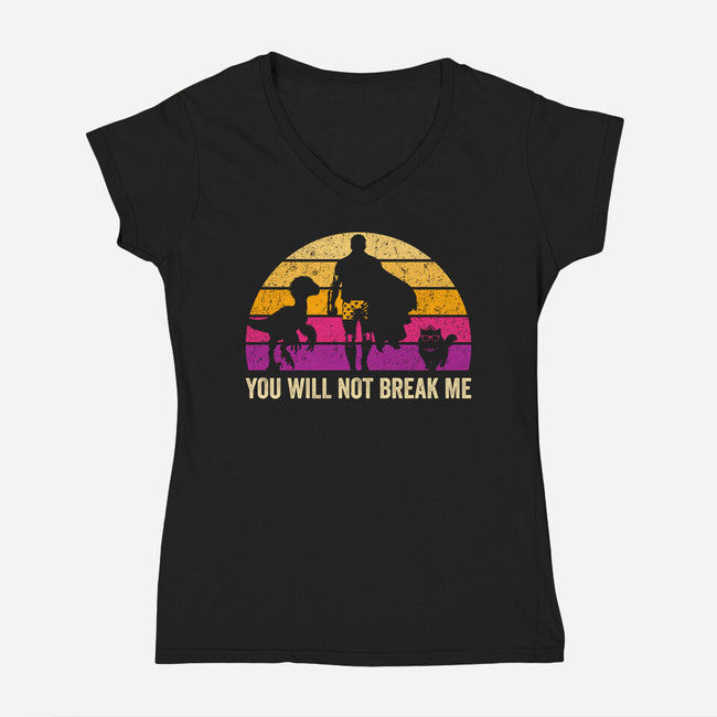 You Will Not Break Me Vintage-Womens-V-Neck-Tee-DrMonekers