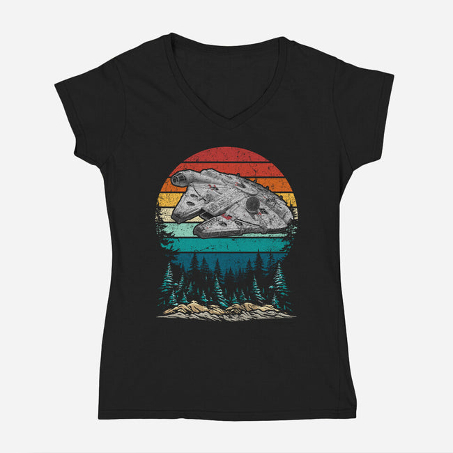 Falcon Vintage-Womens-V-Neck-Tee-DrMonekers