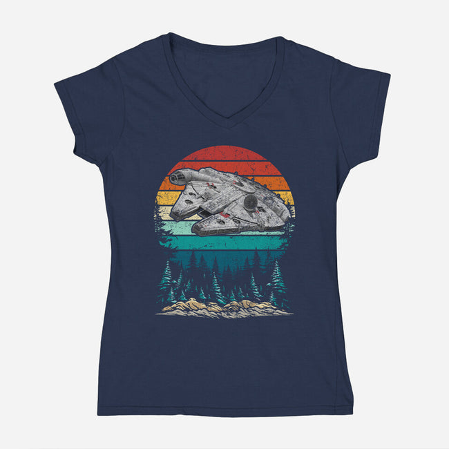 Falcon Vintage-Womens-V-Neck-Tee-DrMonekers