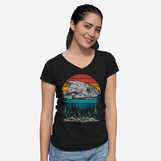 Falcon Vintage-Womens-V-Neck-Tee-DrMonekers