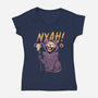 Nyah Skeleton Cat-Womens-V-Neck-Tee-vp021