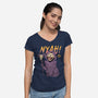 Nyah Skeleton Cat-Womens-V-Neck-Tee-vp021