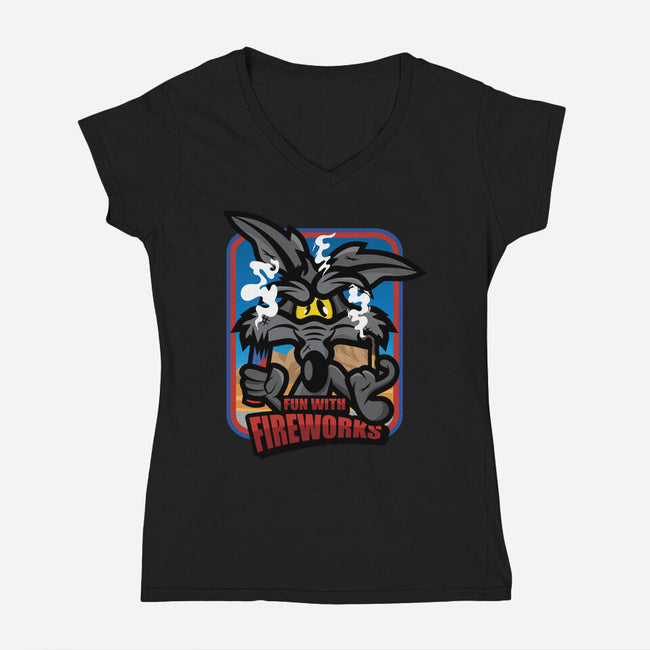 Fun With Fireworks-Womens-V-Neck-Tee-jrberger