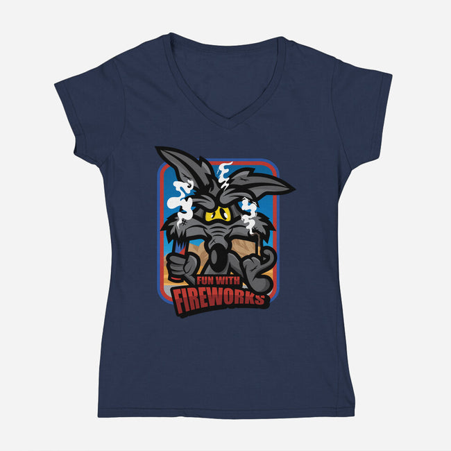 Fun With Fireworks-Womens-V-Neck-Tee-jrberger