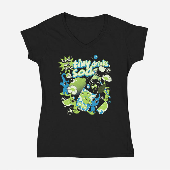 Tiny Drinks Soda-Womens-V-Neck-Tee-ilustrata