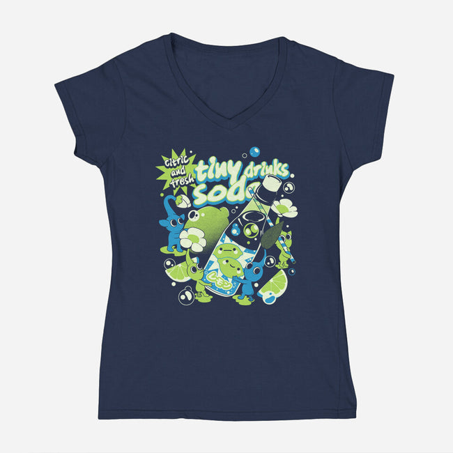 Tiny Drinks Soda-Womens-V-Neck-Tee-ilustrata