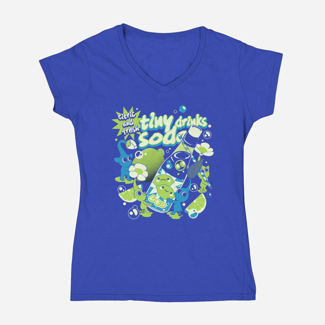Tiny Drinks Soda-Womens-V-Neck-Tee-ilustrata