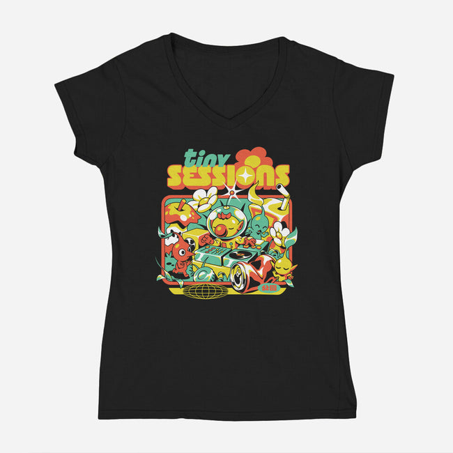 Tiny Sessions-Womens-V-Neck-Tee-ilustrata