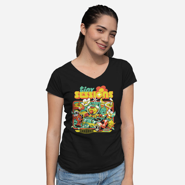 Tiny Sessions-Womens-V-Neck-Tee-ilustrata