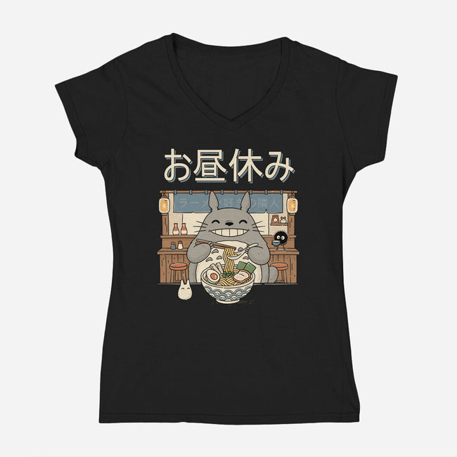 Lunch Break Spirit-Womens-V-Neck-Tee-GODZILLARGE