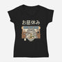 Lunch Break Spirit-Womens-V-Neck-Tee-GODZILLARGE