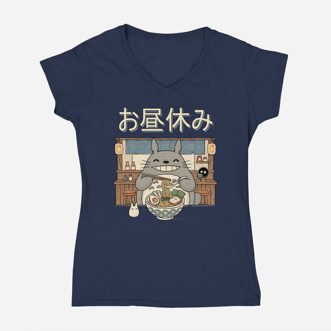 Lunch Break Spirit-Womens-V-Neck-Tee-GODZILLARGE