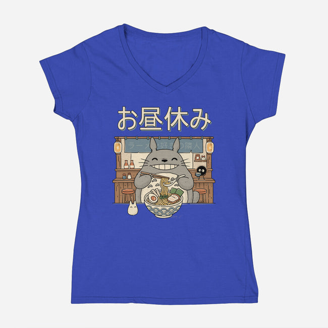 Lunch Break Spirit-Womens-V-Neck-Tee-GODZILLARGE