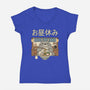 Lunch Break Spirit-Womens-V-Neck-Tee-GODZILLARGE