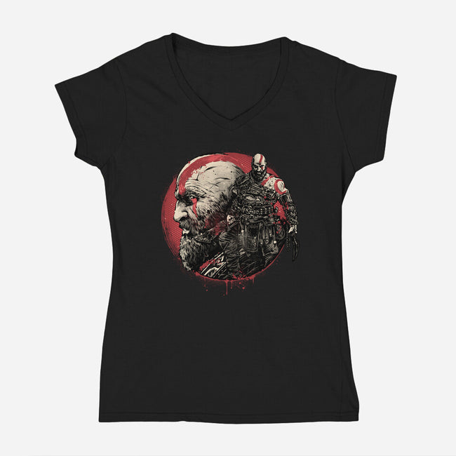 Born Of Chaos And Destruction-Womens-V-Neck-Tee-glitchygorilla