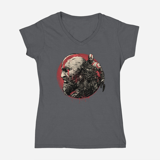 Born Of Chaos And Destruction-Womens-V-Neck-Tee-glitchygorilla