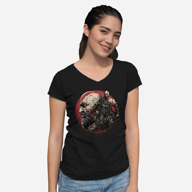 Born Of Chaos And Destruction-Womens-V-Neck-Tee-glitchygorilla