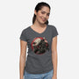 Born Of Chaos And Destruction-Womens-V-Neck-Tee-glitchygorilla