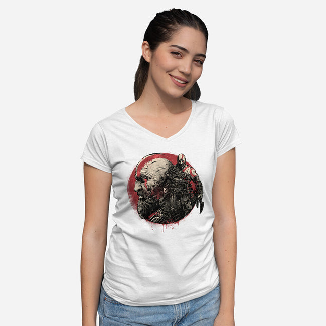 Born Of Chaos And Destruction-Womens-V-Neck-Tee-glitchygorilla