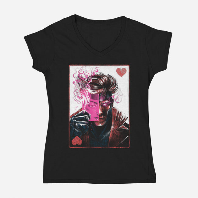 Ace Of Hearts-Womens-V-Neck-Tee-zascanauta