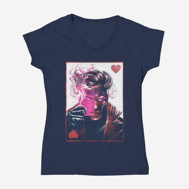 Ace Of Hearts-Womens-V-Neck-Tee-zascanauta