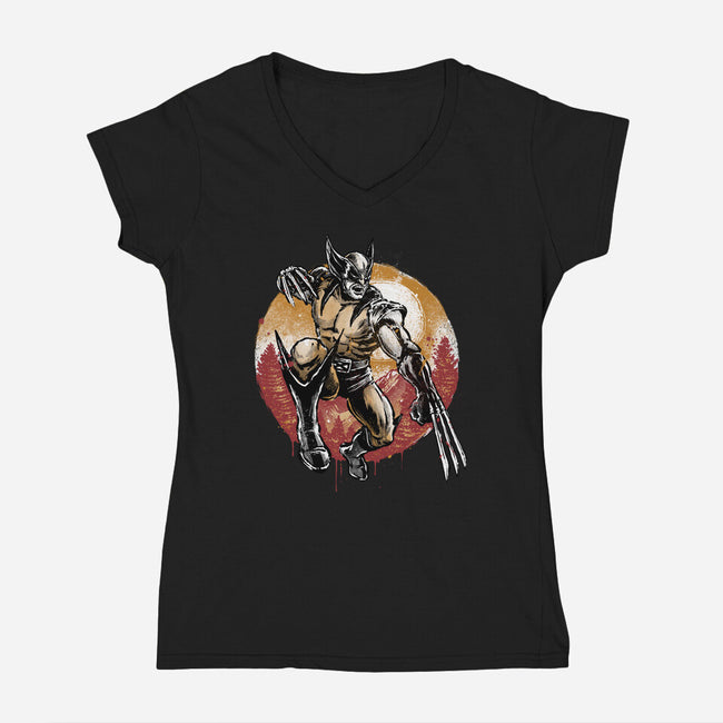 Unbreakable Rage-Womens-V-Neck-Tee-glitchygorilla