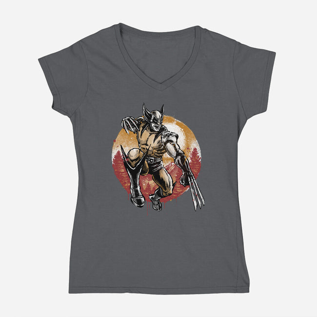 Unbreakable Rage-Womens-V-Neck-Tee-glitchygorilla