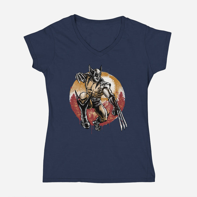 Unbreakable Rage-Womens-V-Neck-Tee-glitchygorilla