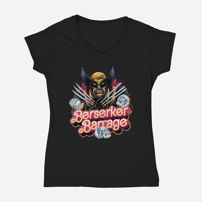 Berserker Mode-Womens-V-Neck-Tee-glitchygorilla